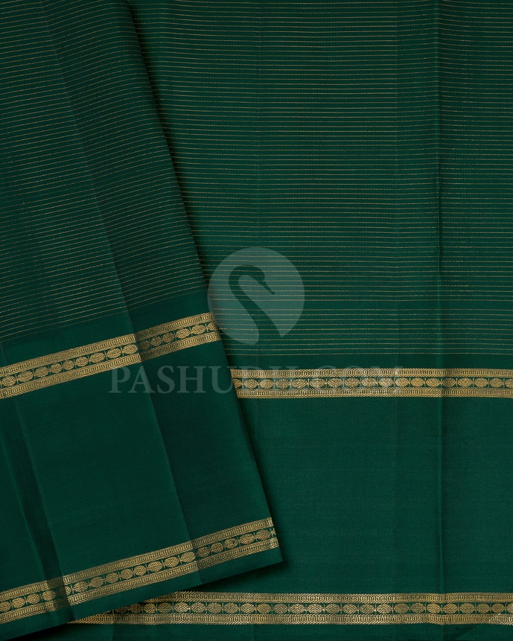 Watermelon Pink And Forest Green Kanjivaram Silk Saree-SP236