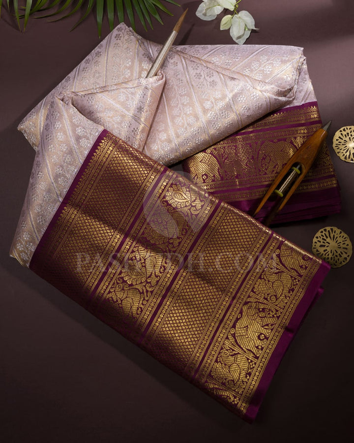 Pastel Lavender And Purple Tissue Kanjivaram Silk Saree-SP229