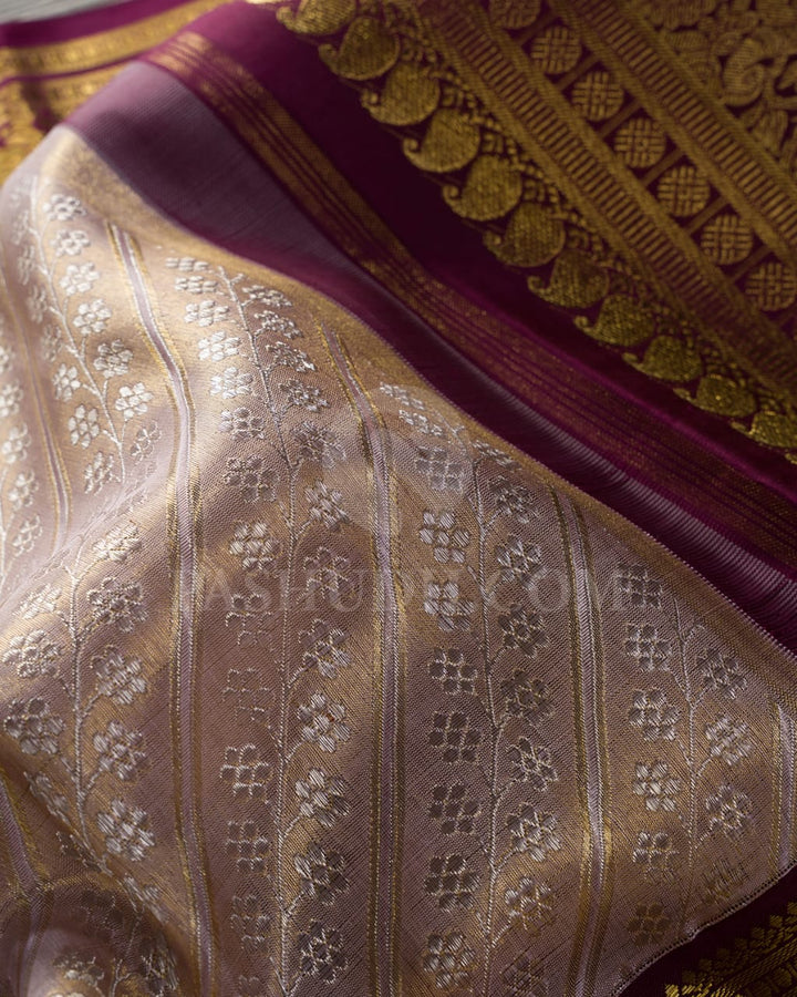 Pastel Lavender And Purple Tissue Kanjivaram Silk Saree-SP229