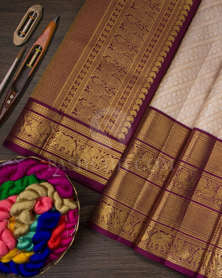 Pastel Lavender And Purple Tissue Kanjivaram Silk Saree-SP229