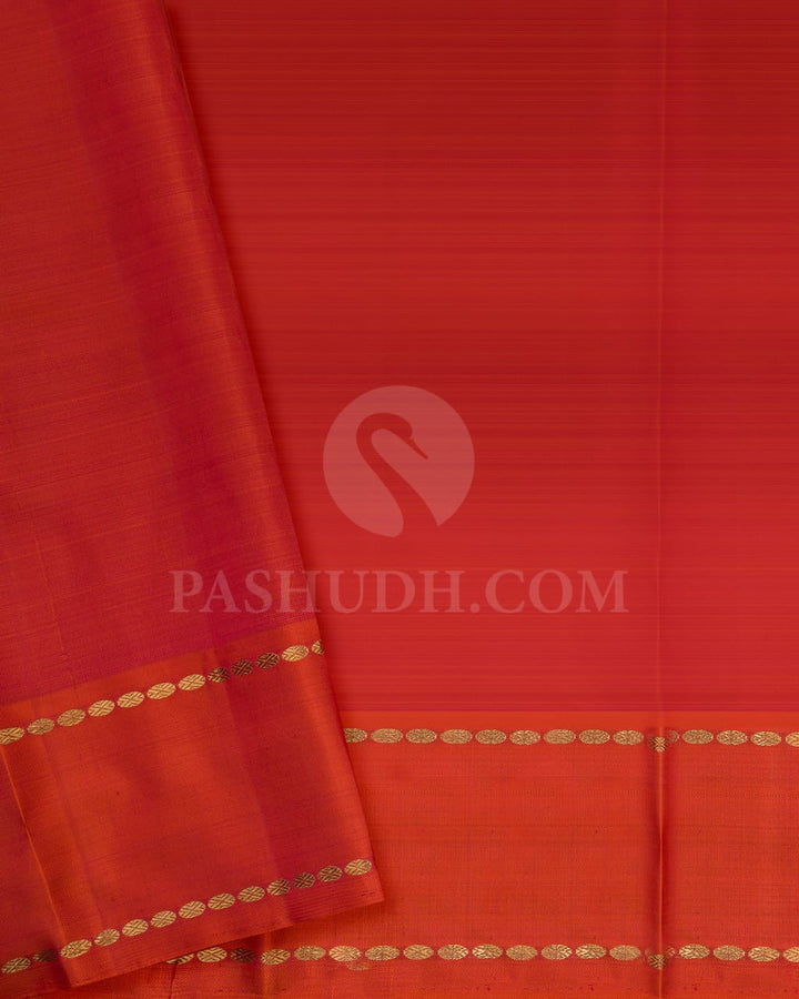 Black, White And Orange Pure Kanjivaram Silk Saree-SP200