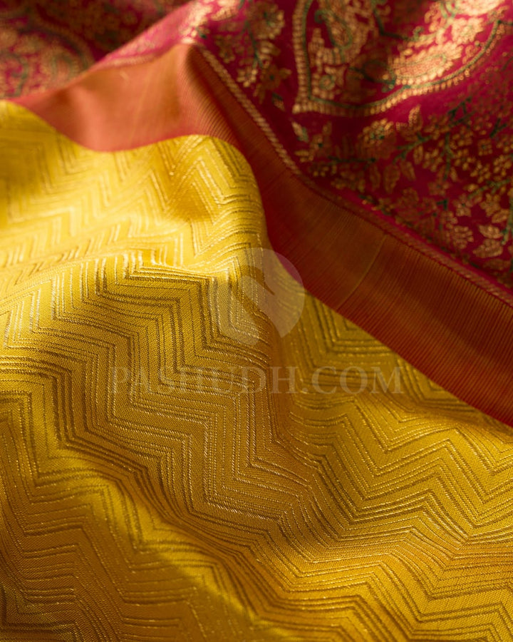 Bright Yellow And Red Kanjivaram Silk Saree-S1550(A)