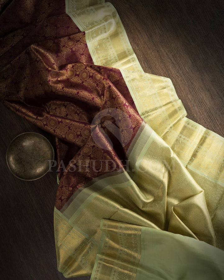 Purple And Mint Green Kanjivaram Silk Saree-SP221