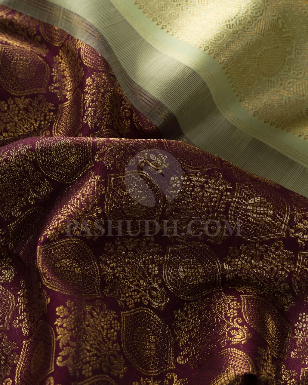 Purple And Mint Green Kanjivaram Silk Saree-SP221