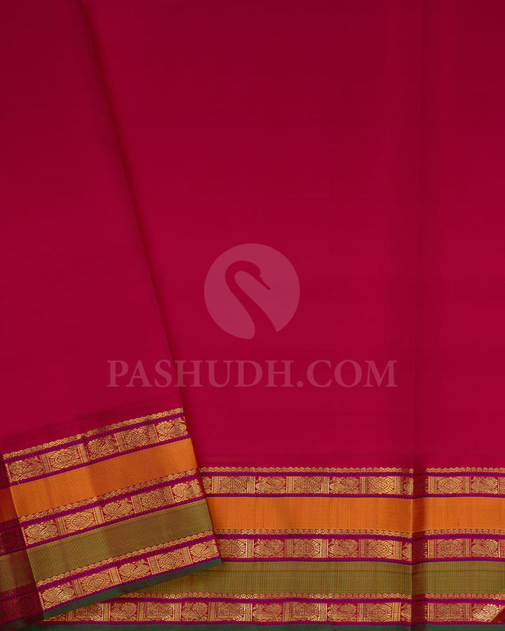 Teal Blue And Maroon Pure Zari Kanjivaram Silk Saree-SP226