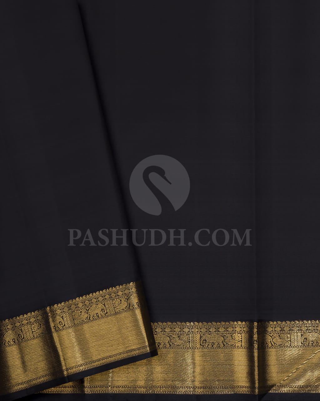 Grey And Black Pure Zari Kanjivaram Silk Saree-SP193