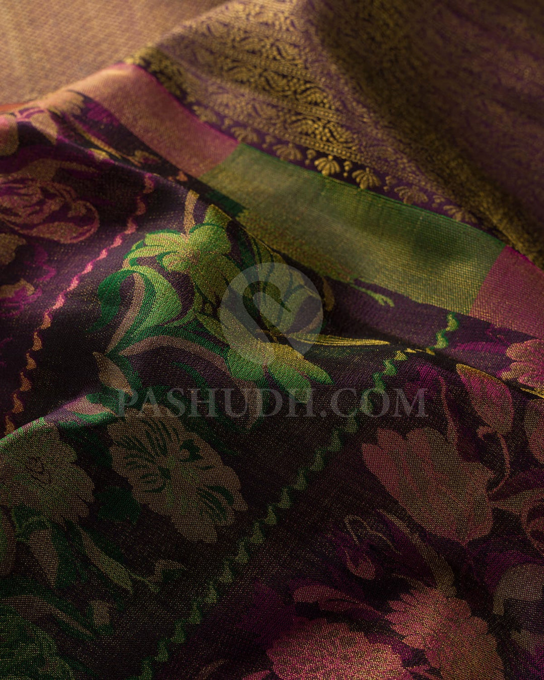 Dark Purple Shimmer Kanjivaram Silk Saree-D645(B)