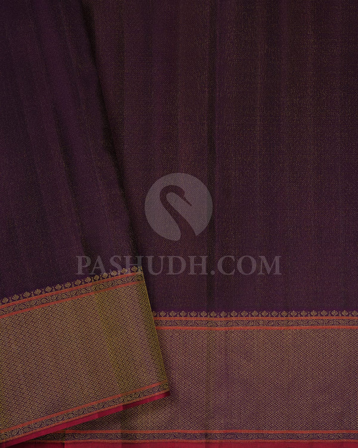 Dark Purple Shimmer Kanjivaram Silk Saree-D645(B)