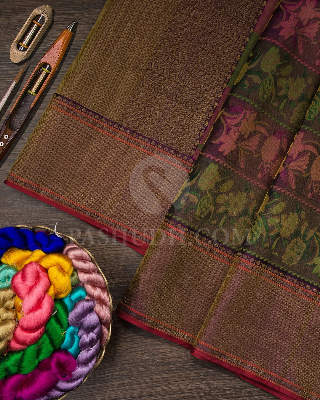 Dark Purple Shimmer Kanjivaram Silk Saree-D645(B)