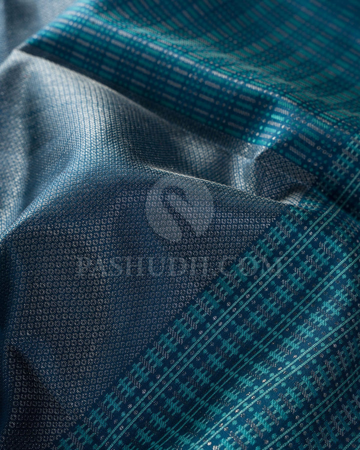 Denim Blue And Light Blue Kanjivaram Silk Saree-D651(A)