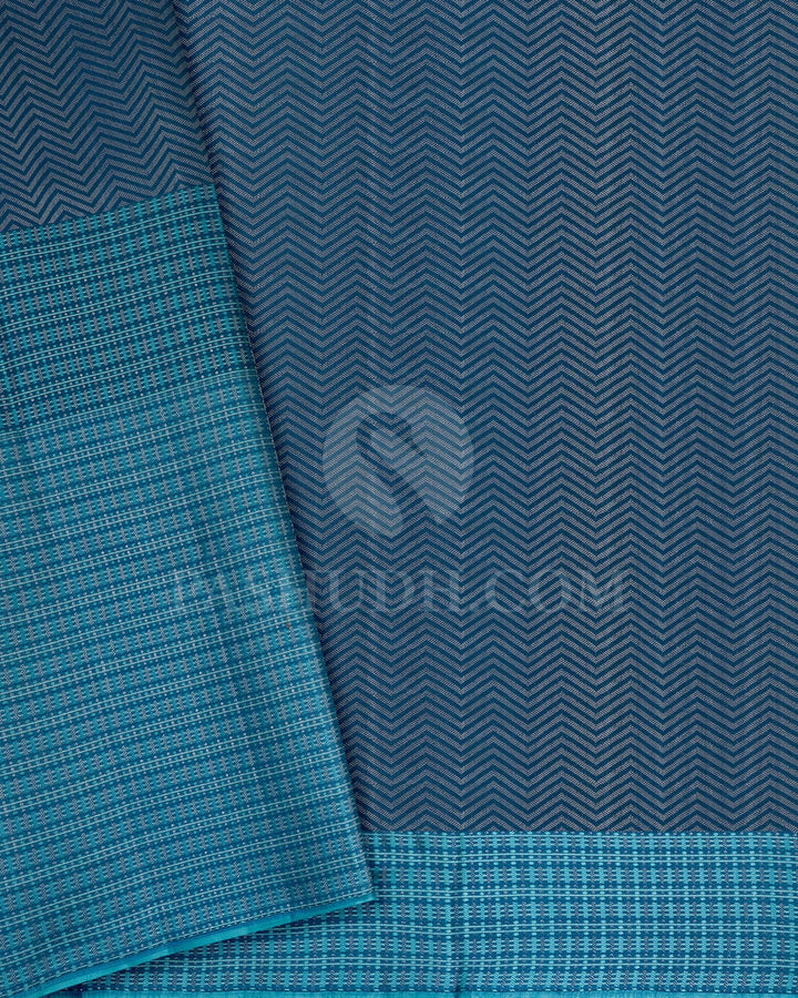 Denim Blue And Light Blue Kanjivaram Silk Saree-D651(A)