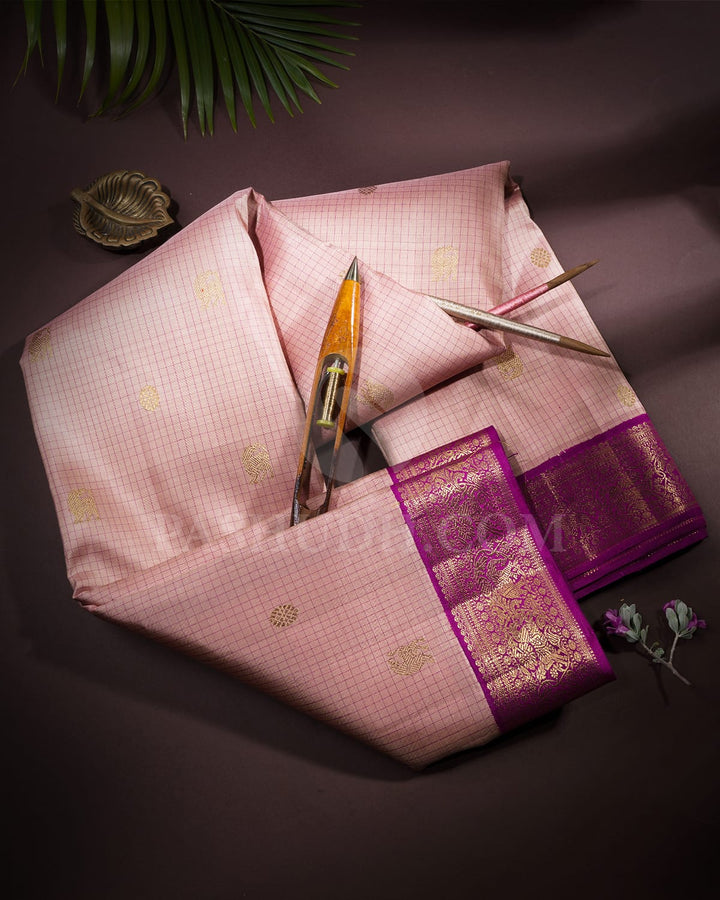 Mild Peach And Magenta Kanjivaram Silk Saree-SP211