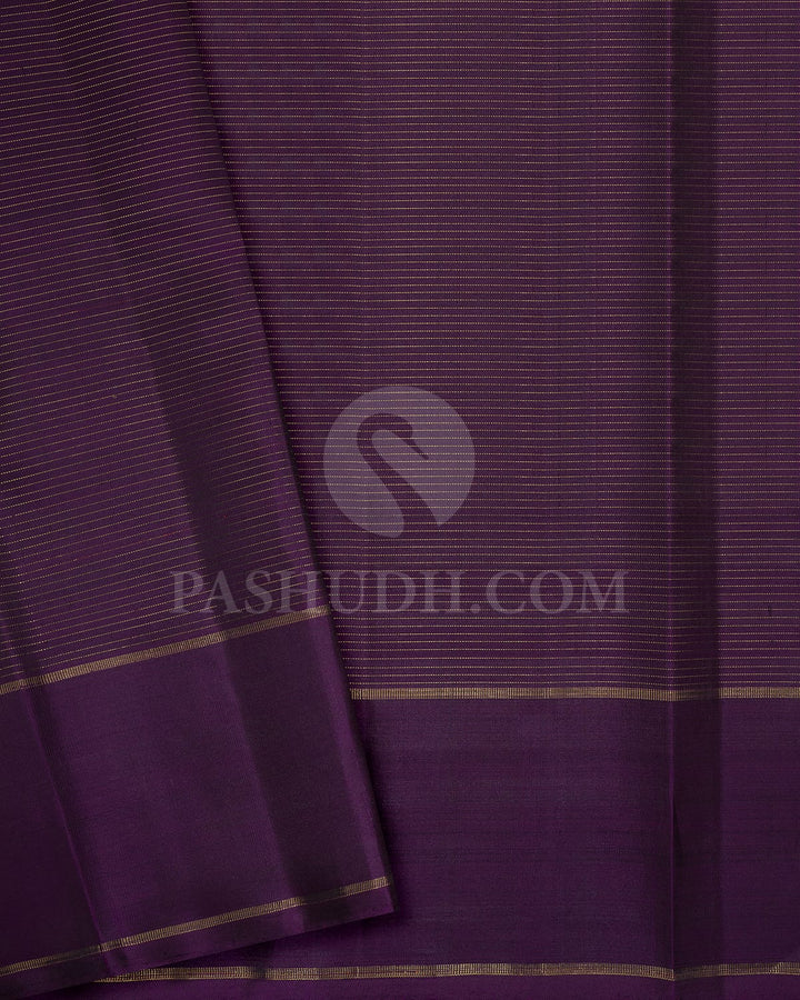 Brown And Purple Pure Zari Kanjivaram Silk Saree-SP204
