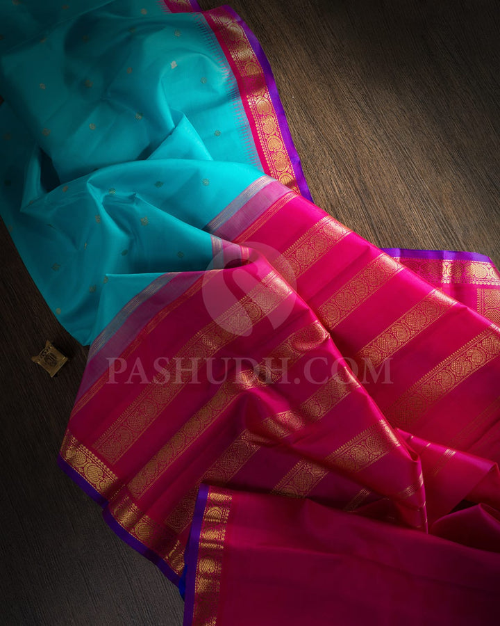 Turquoise Blue Pure Zari Kanjivaram Silk Saree-SP219