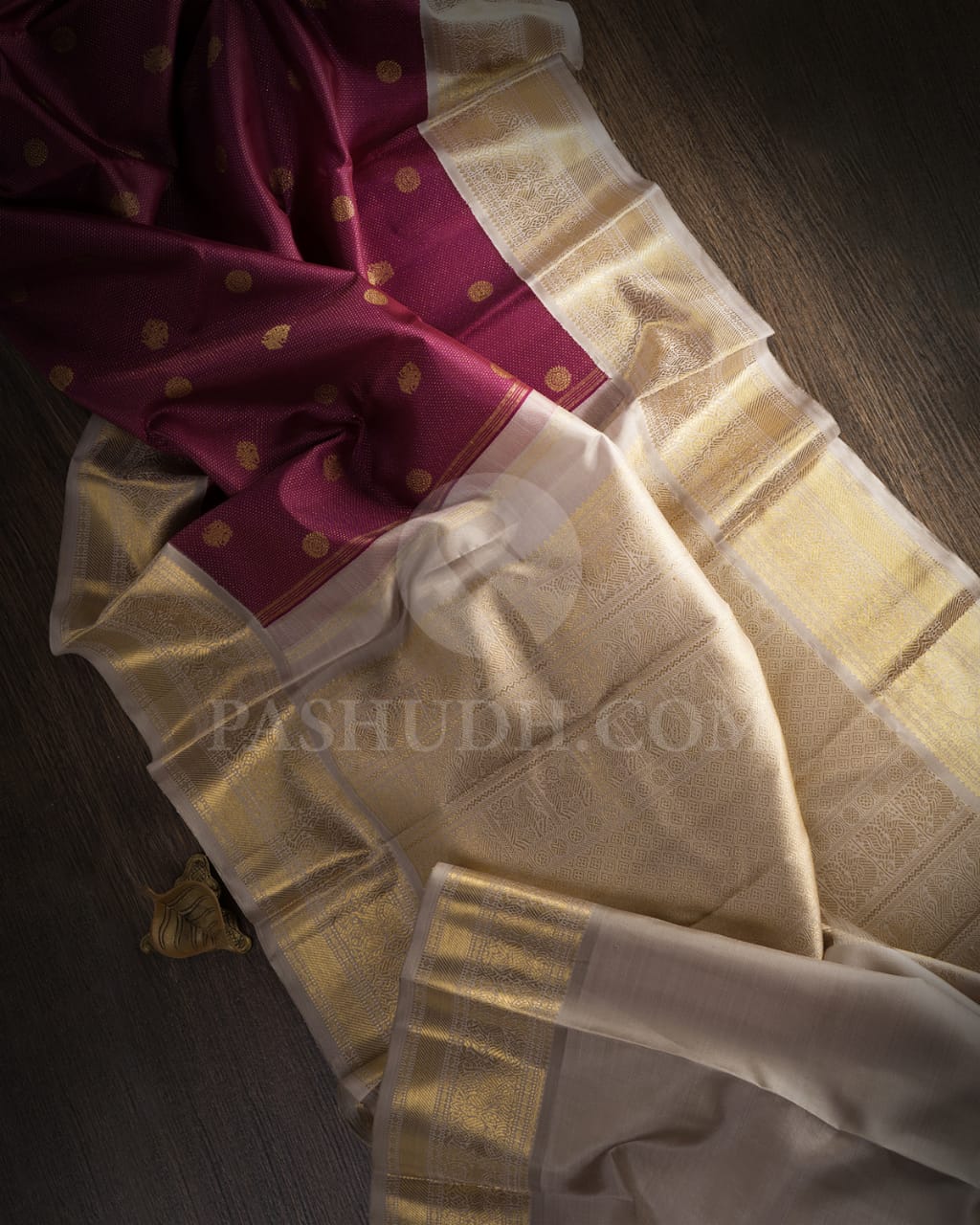 Wine And Grey Pure Zari Kanjivaram Silk Saree-SP201