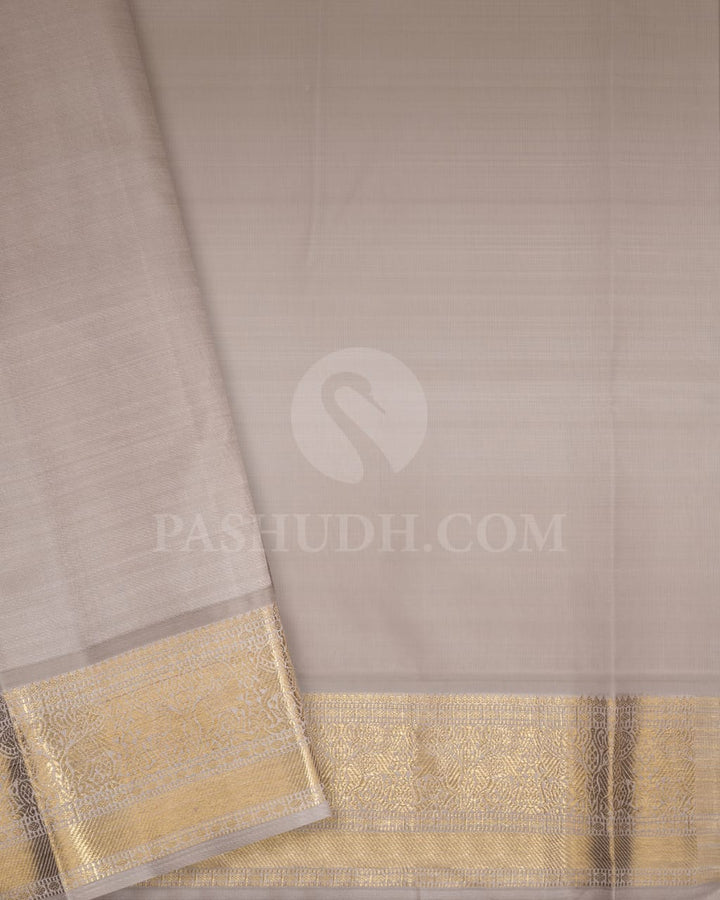 Wine And Grey Pure Zari Kanjivaram Silk Saree-SP201