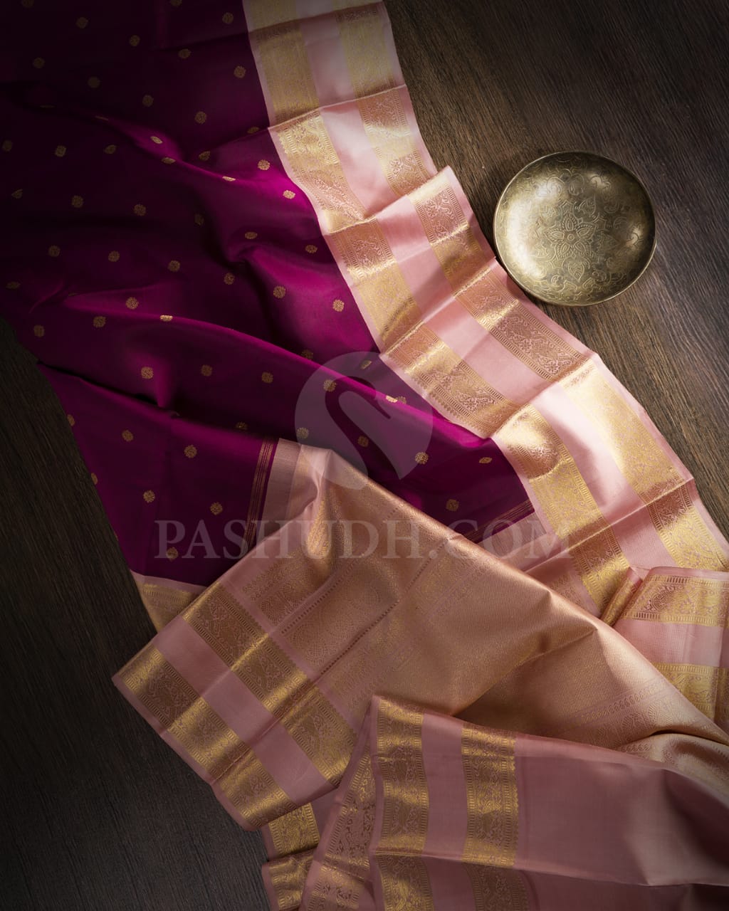 Purple And Lace Pink Pure Zari  Kanjivaram Silk Saree-SP212