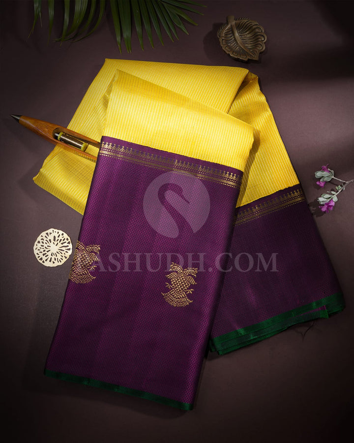 Yellow And Purple Kanjivaram Silk Saree-S1545(A)