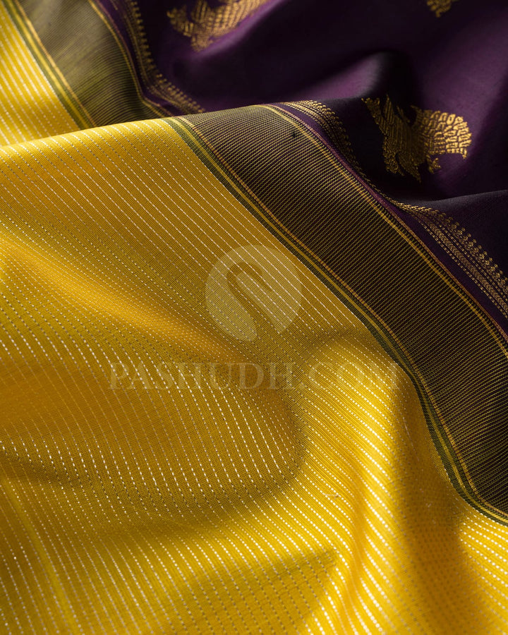 Yellow And Purple Kanjivaram Silk Saree-S1545(A)