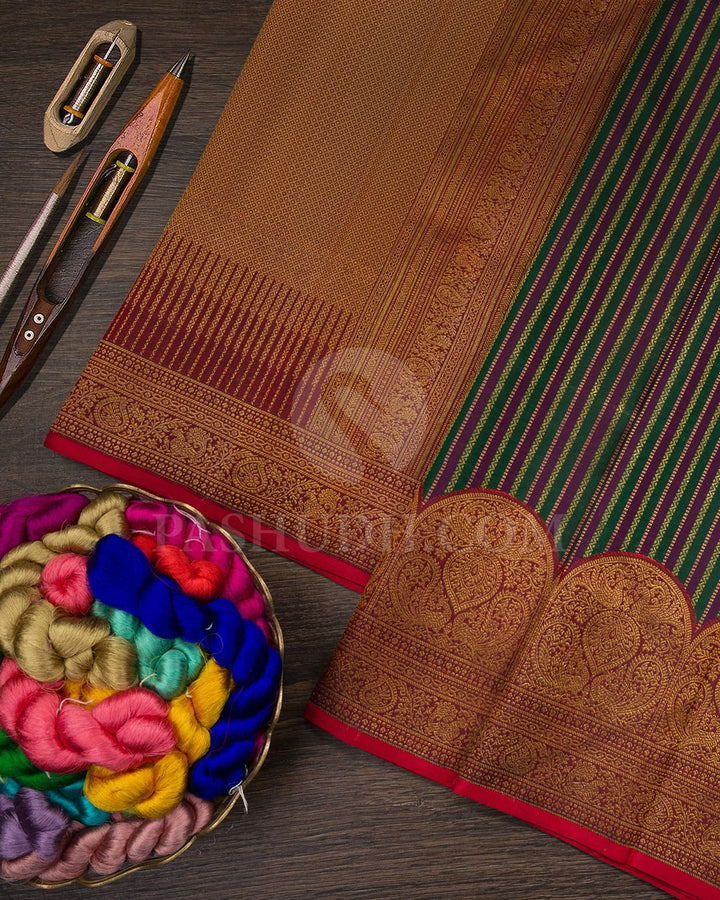 Purple,Bottle Green Bridal Kanjivaram Silk Saree-S1517(B)
