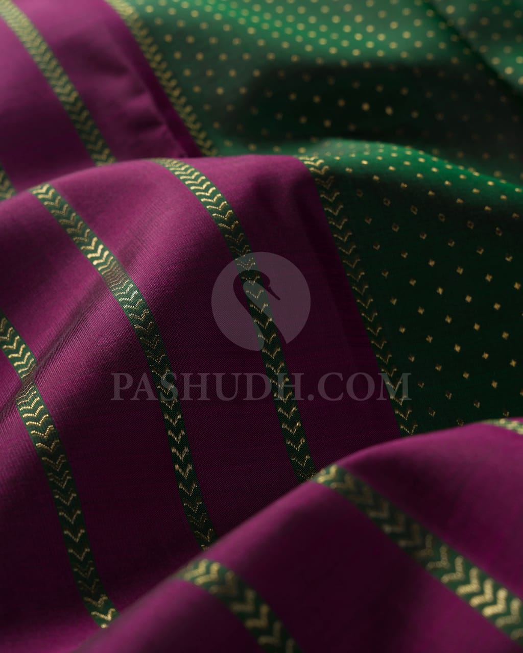 Purple And Bottle Green Pure Zari Kanjivaram Silk Saree-SP206