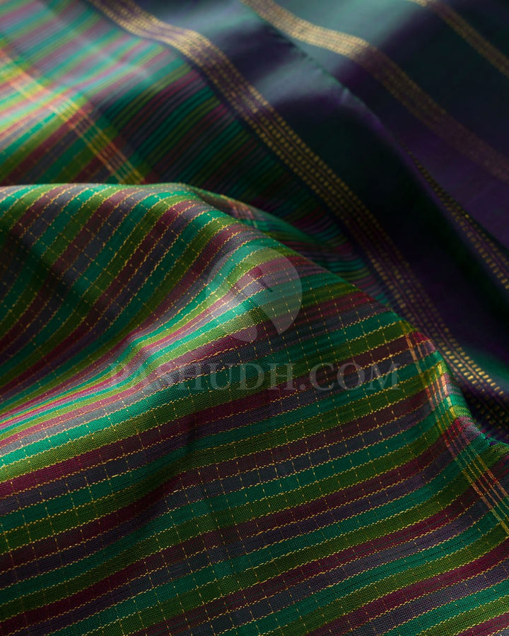Multihue And Teal Blue Kanjivaram Silk Saree-S1549(A)