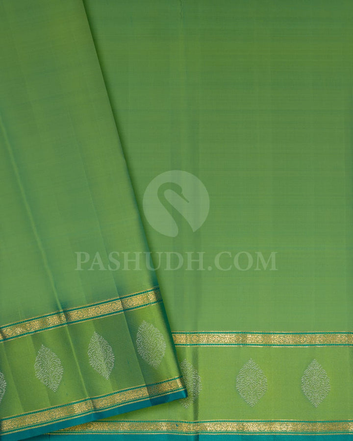 Golden Yellow And Parrot Green  Kanjivaram Silk Saree-D652(A)