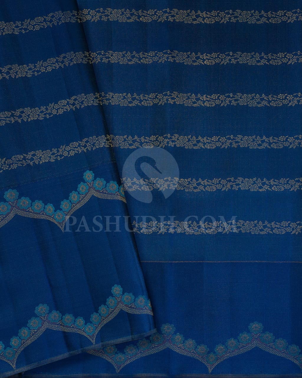 Sea Green And Royal Blue Kanjivaram Silk Saree-D610(D)