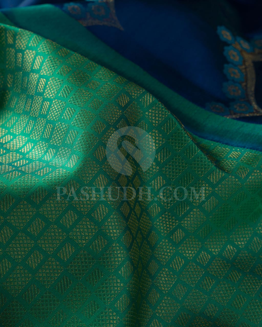 Sea Green And Royal Blue Kanjivaram Silk Saree-D610(D)