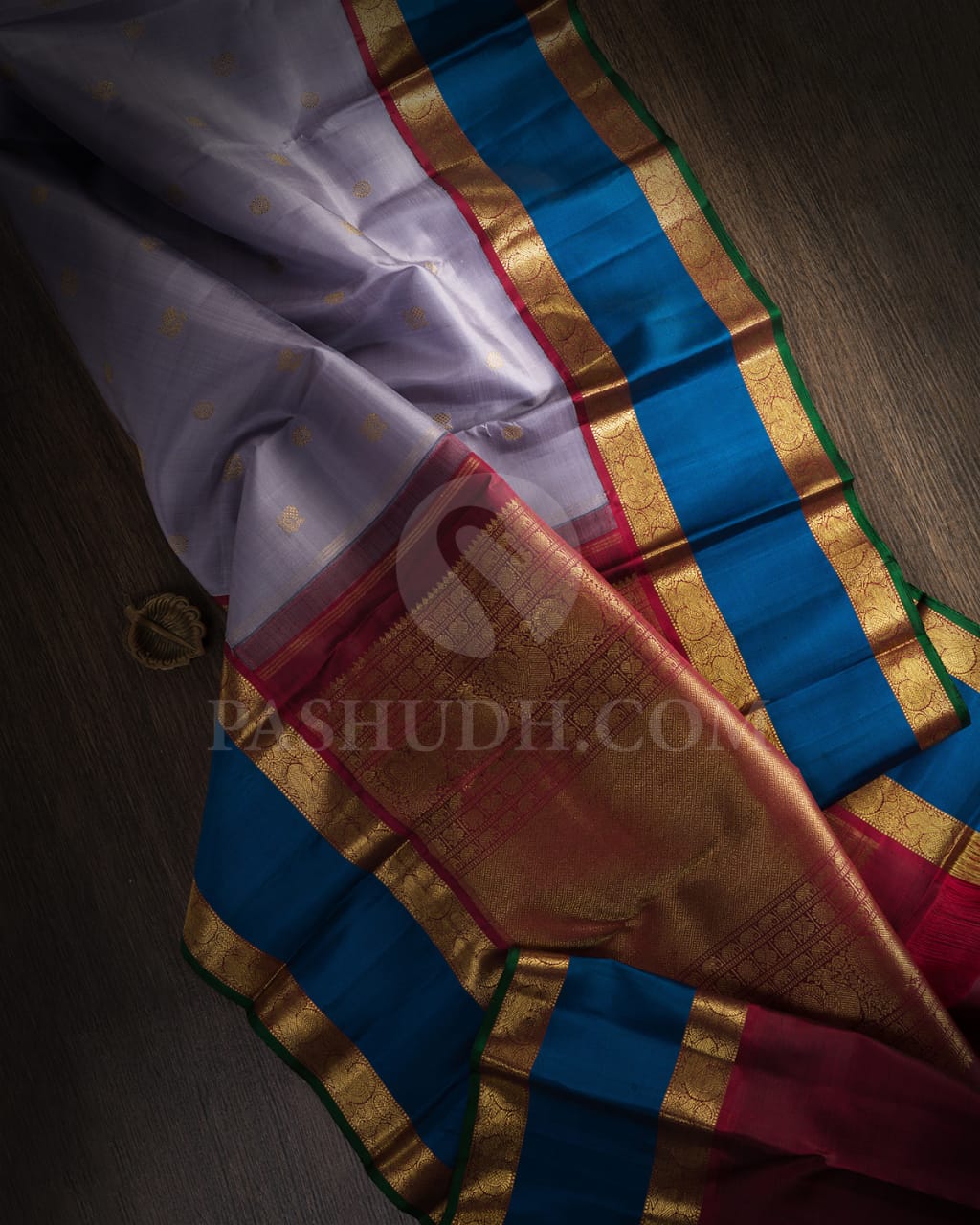 Grey And Maroon Pure Zari Kanjivaram Silk Saree-SP192