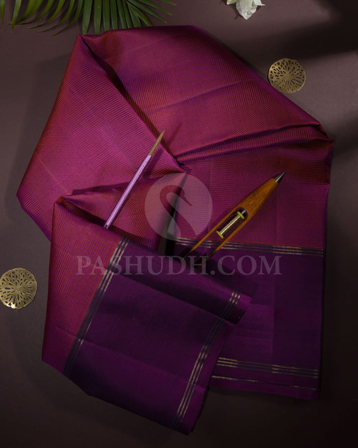 Orange/Violet Pure Zari Kanjivaram Silk Saree-SP202