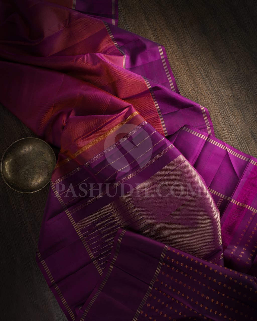 Orange/Violet Pure Zari Kanjivaram Silk Saree-SP202