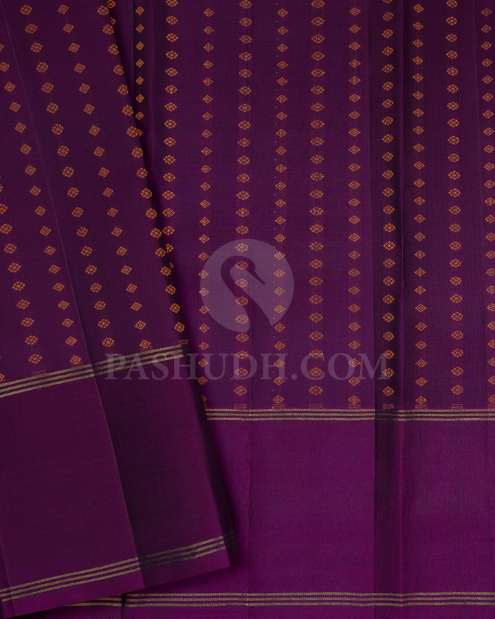 Orange/Violet Pure Zari Kanjivaram Silk Saree-SP202