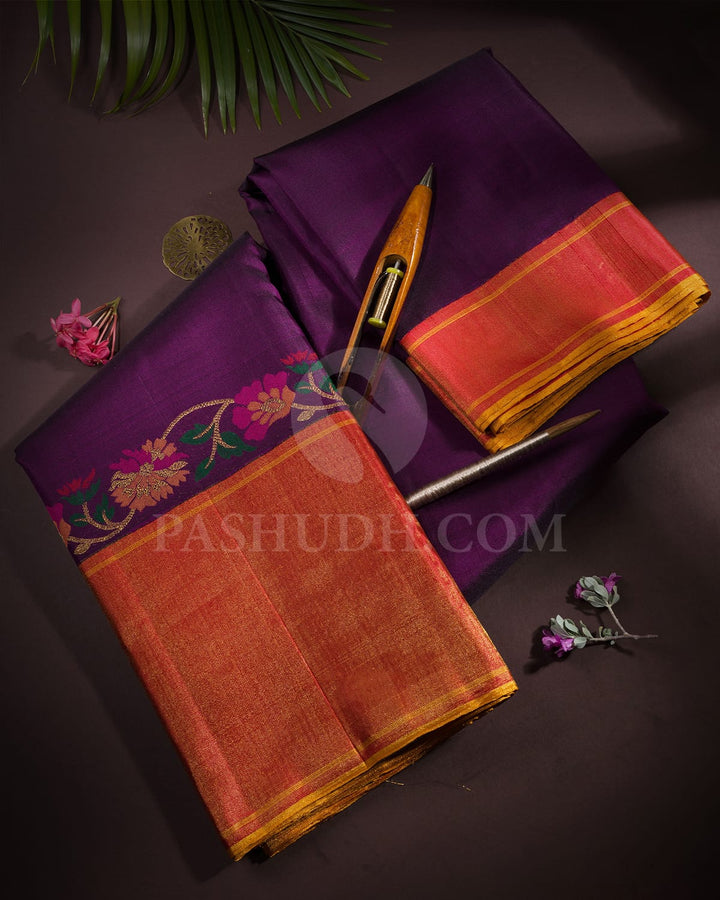 Purple And Red Kanjivaram Silk Saree-S1547(A)