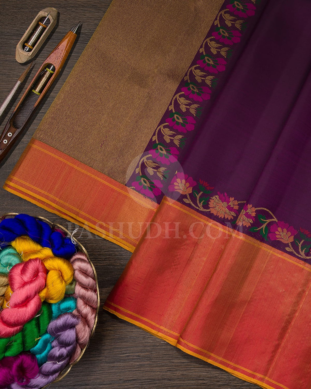 Purple And Red Kanjivaram Silk Saree-S1547(A)