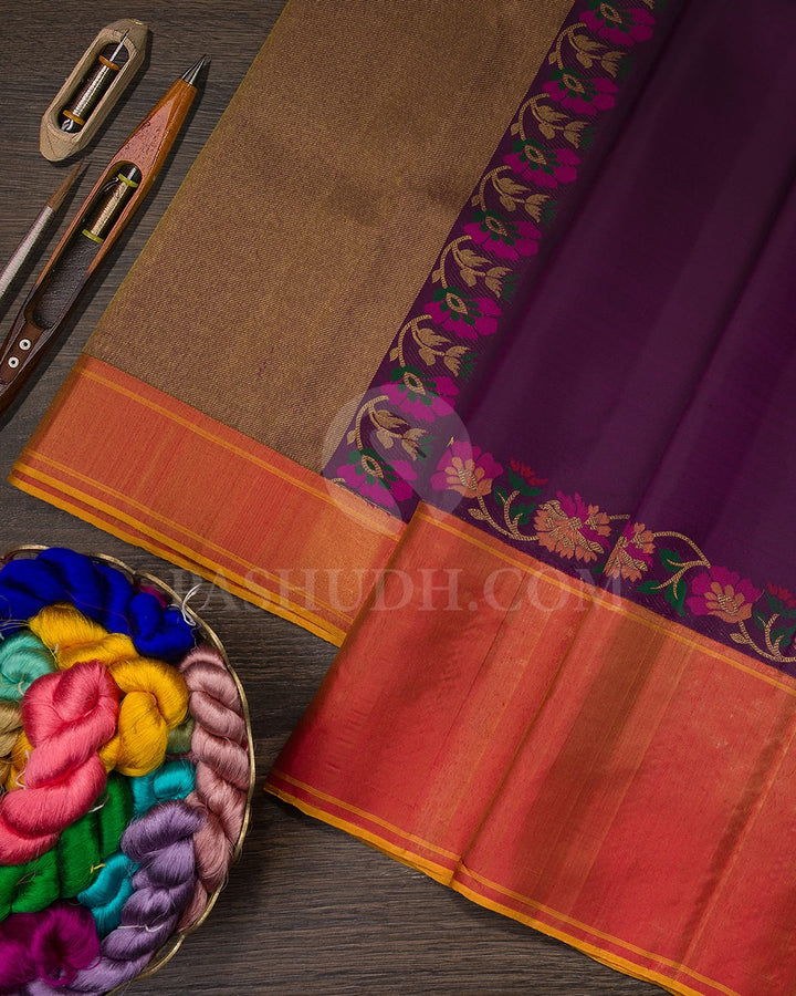 Purple And Red Kanjivaram Silk Saree-S1547(A)