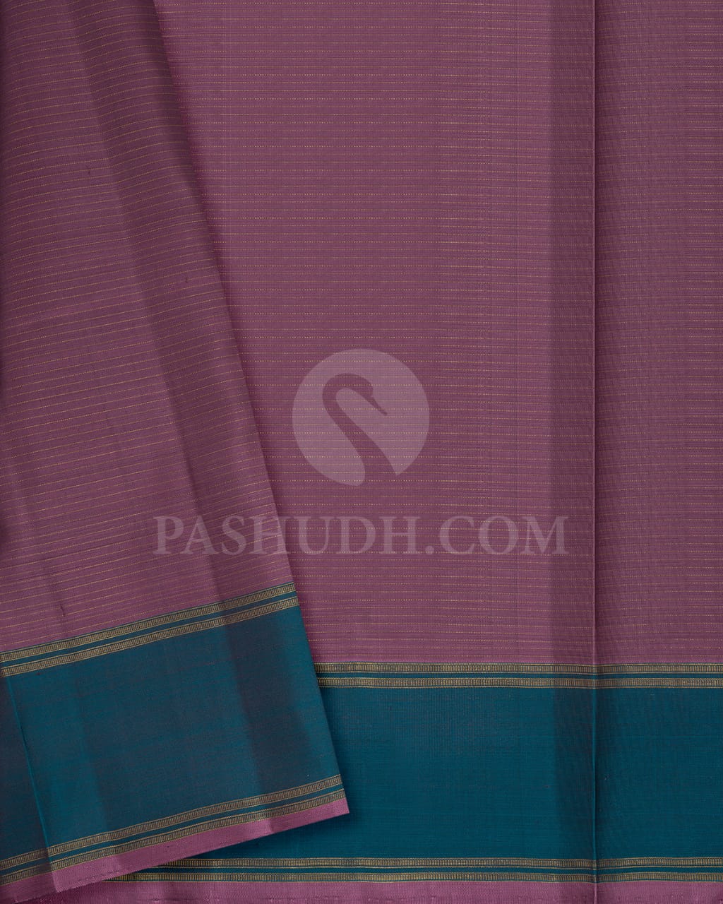Pastel Heather Purple And Teal Green Pure Zari Kanjivaram Silk Saree-SP205