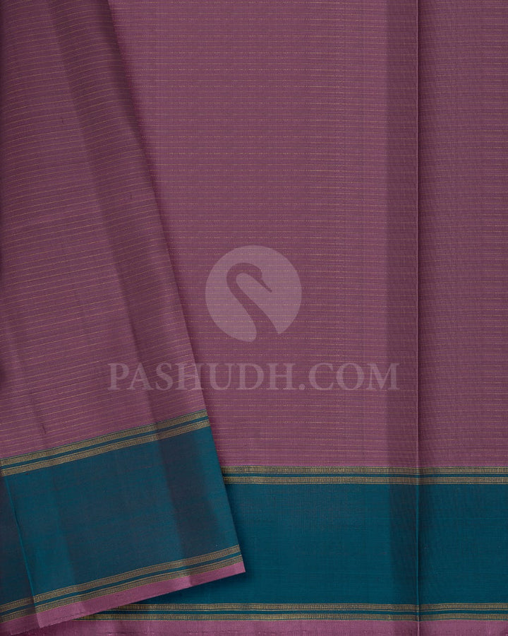 Pastel Heather Purple And Teal Green Pure Zari Kanjivaram Silk Saree-SP205