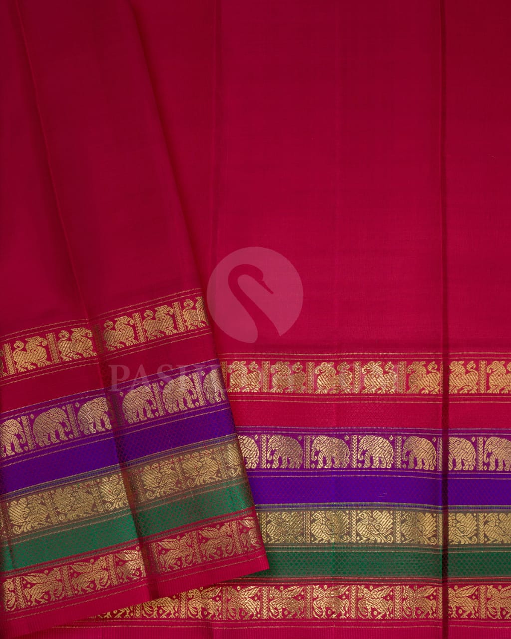 Bright Yellow And Maroon Pure Zari Kanjivaram Silk Saree-SP208