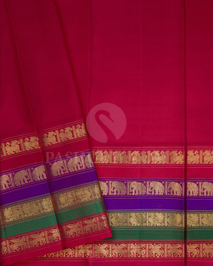 Bright Yellow And Maroon Pure Zari Kanjivaram Silk Saree-SP208