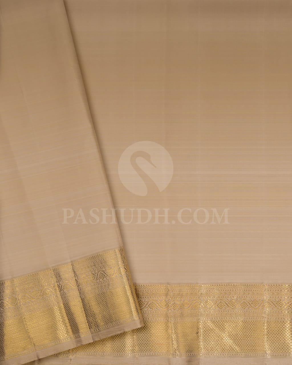 Half White And Beige Kanjivaram Silk Saree-S1364(C)