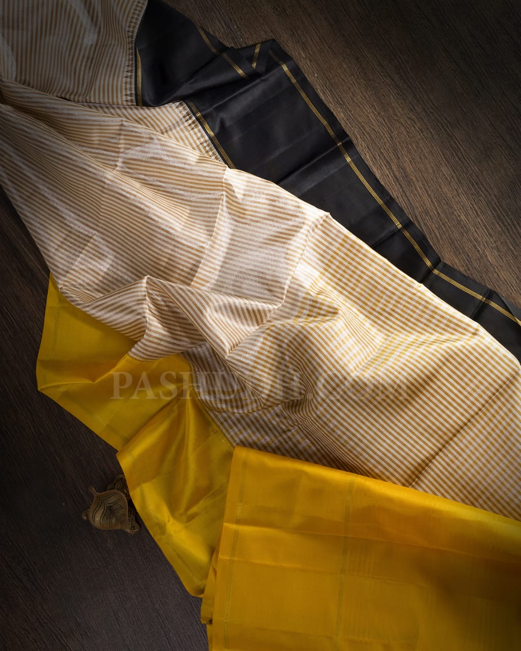 White And Light Brown Kanjivaram Silk Saree-AK23