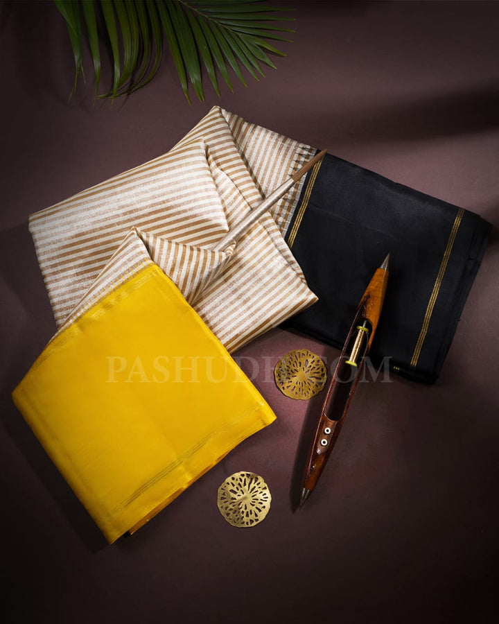 White And Light Brown Kanjivaram Silk Saree-AK23