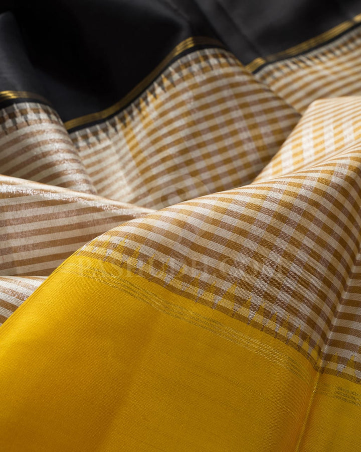 White And Light Brown Kanjivaram Silk Saree-AK23