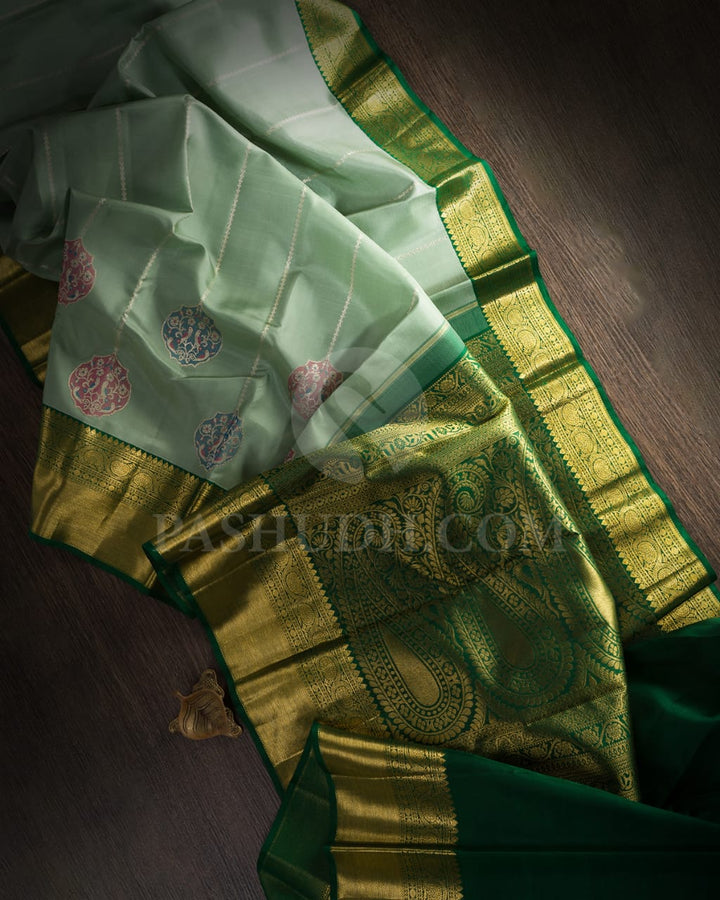 Sage Green And Forest Green Kanjivaram Silk Saree-S1520(B)