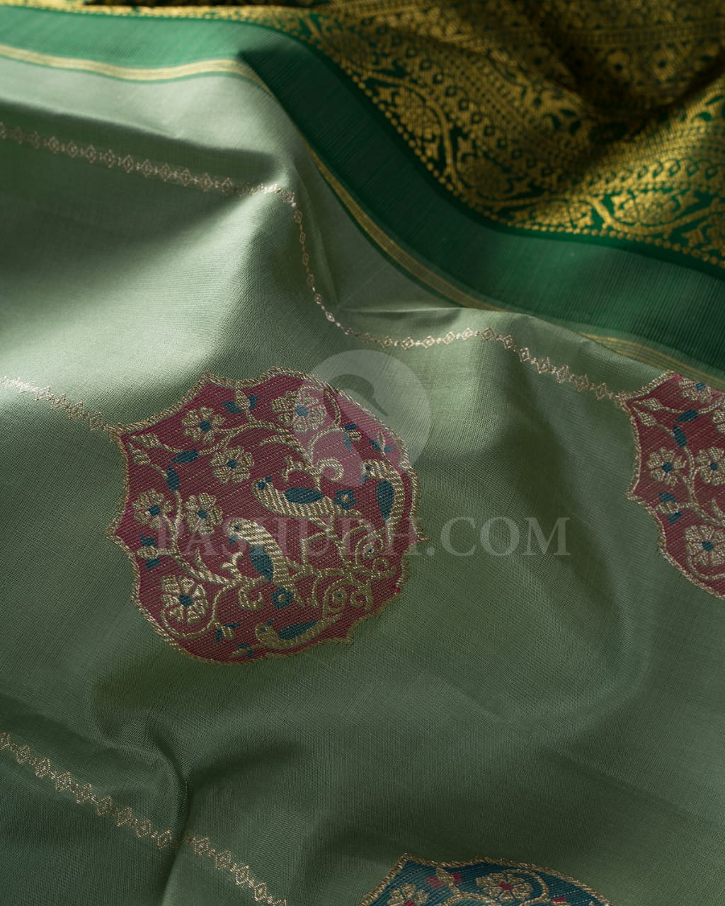 Sage Green And Forest Green Kanjivaram Silk Saree-S1520(B)