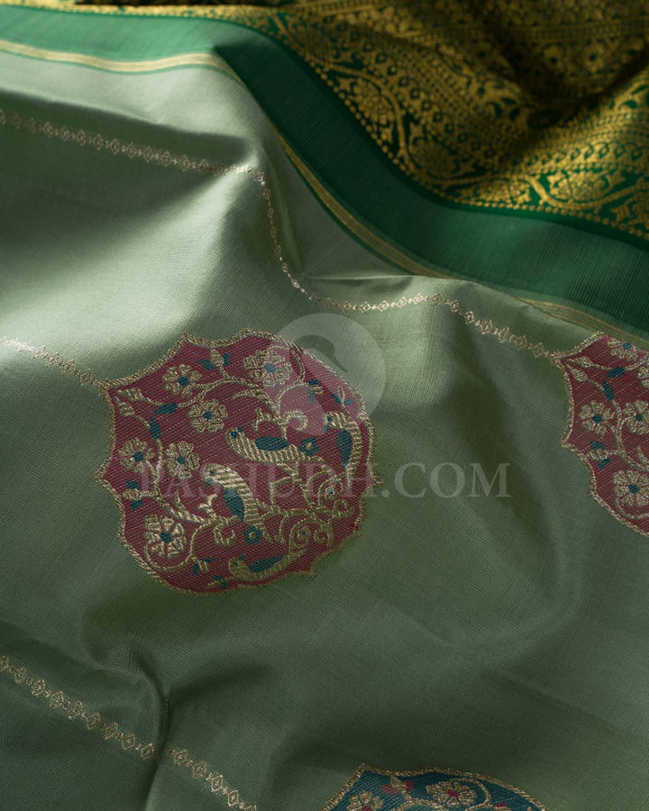Sage Green And Forest Green Kanjivaram Silk Saree-S1520(B)