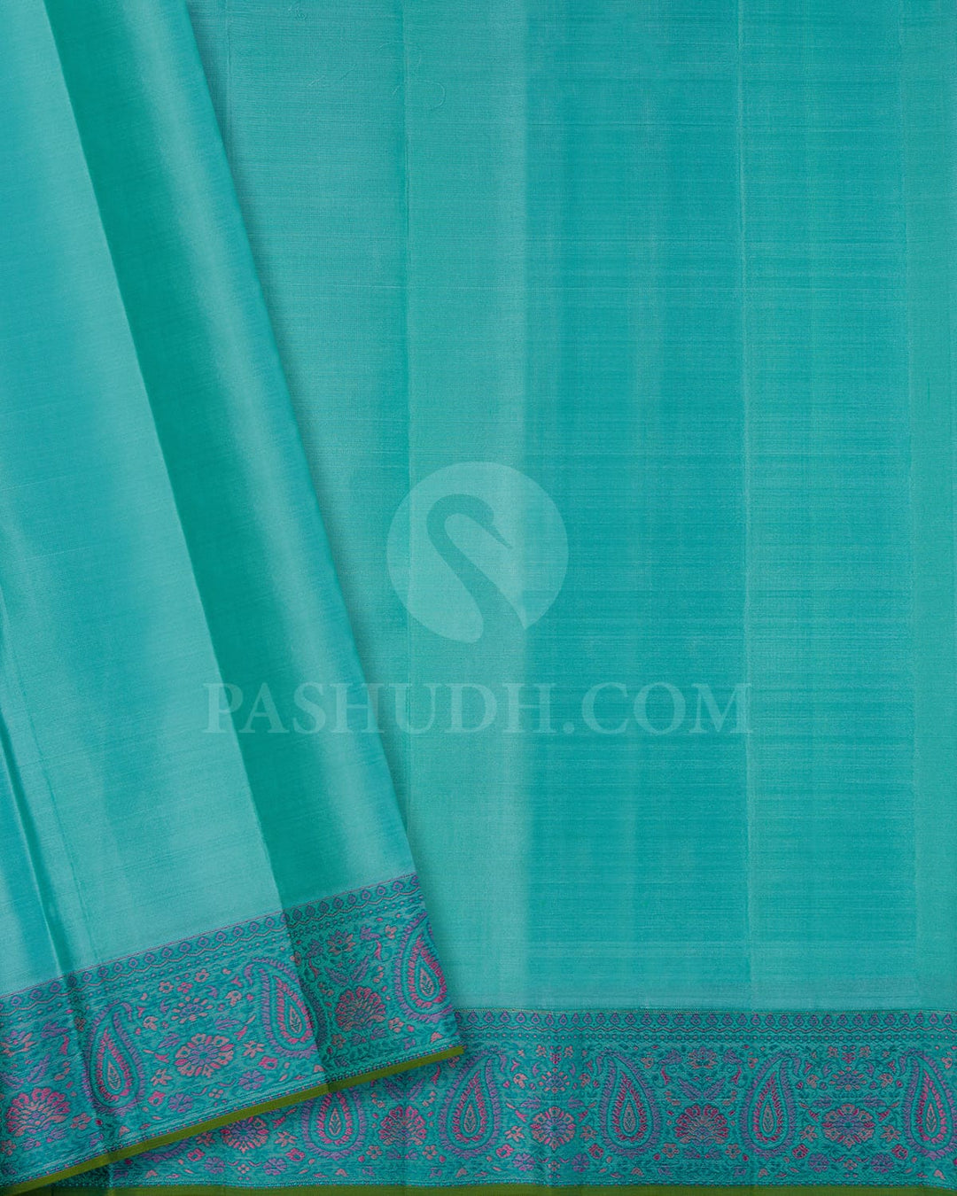 Aqua Blue Kanjivaram Silk Saree-DJ359(E)