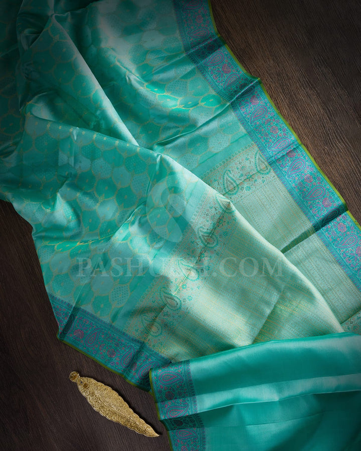 Aqua Blue Kanjivaram Silk Saree-DJ359(E)
