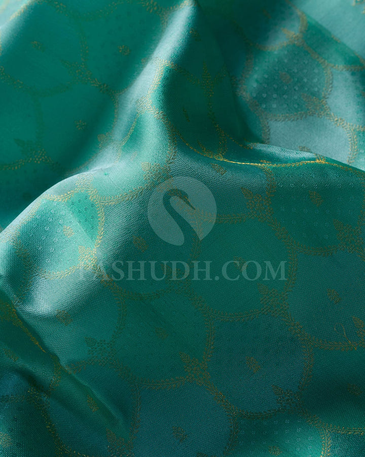 Aqua Blue Kanjivaram Silk Saree-DJ359(E)